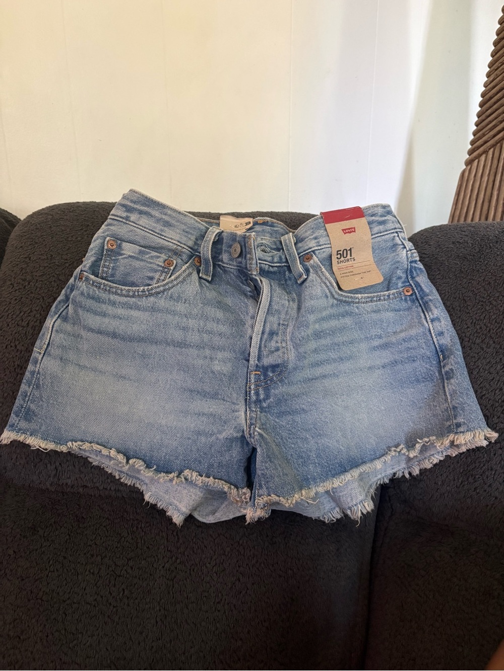 Levi's Light Blue Denim Cutoff 501 Shorts